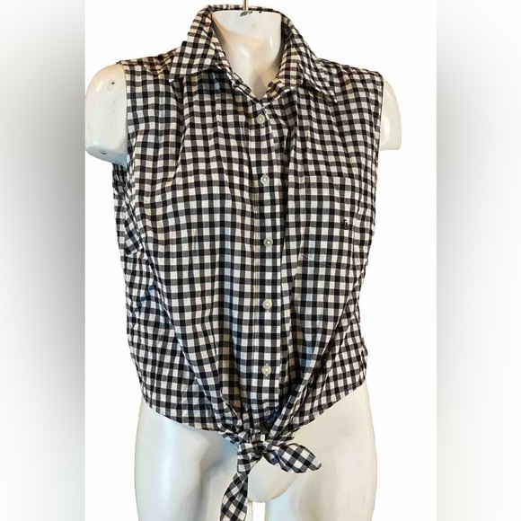 Lauren Ralph Lauren Sleeveless Gingham Tie crop top - Picture 9 of 11
